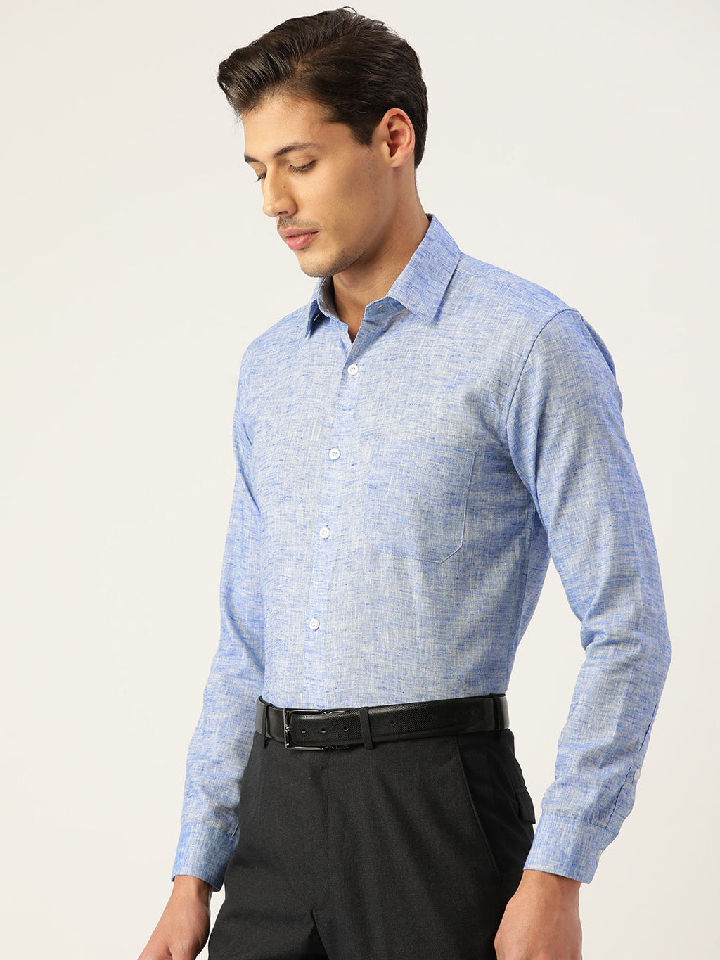 Jainish Blue Men's Solid Cotton Formal Shirt ( SF 782Blue ) - Distacart