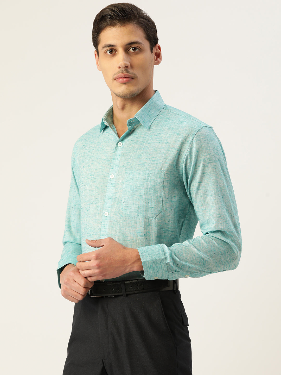 Jainish Green Men's Solid Cotton Formal Shirt ( SF 782Green ) - Distacart