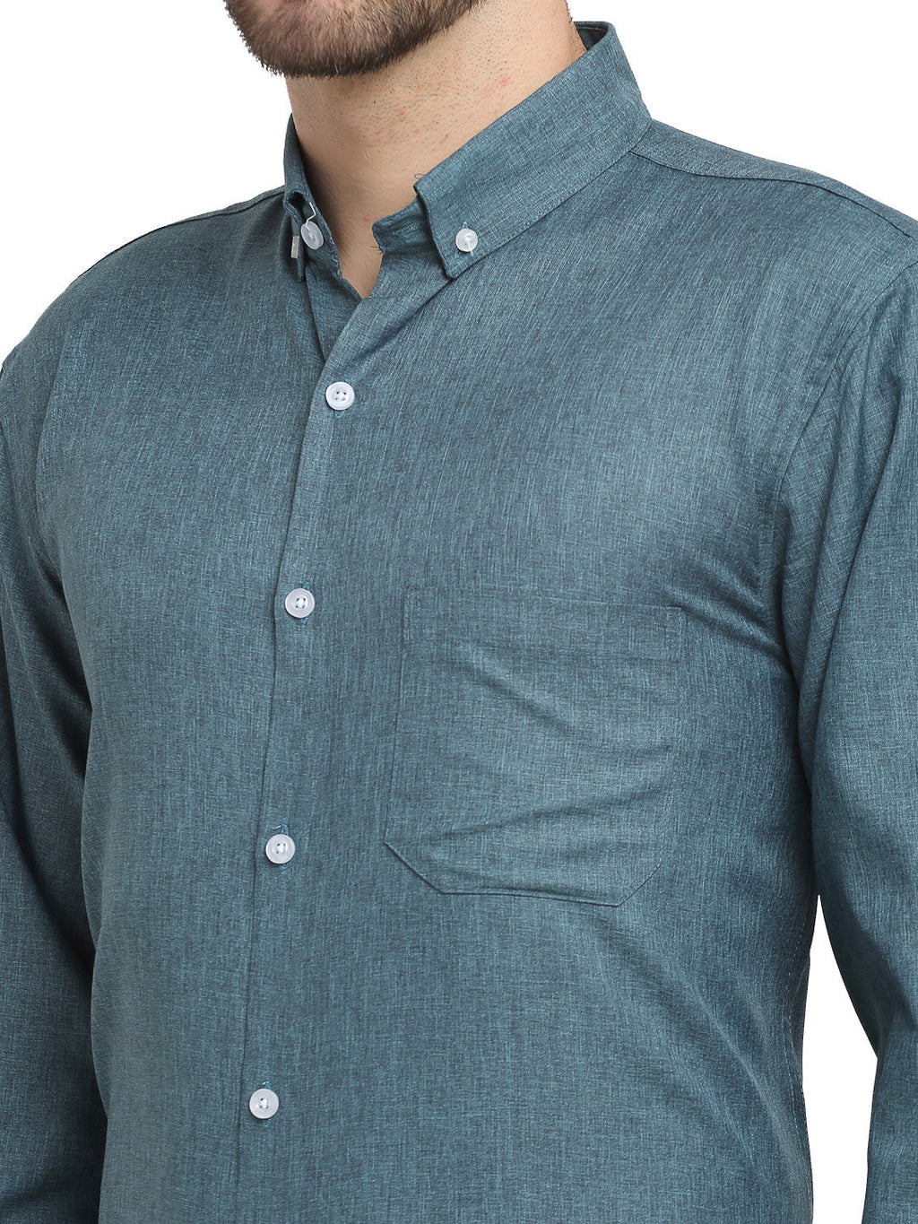 Jainish Grey Melange Men's Button Down Collar Cotton Formal Shirt ( SF 785Dark-Grey ) - Distacart