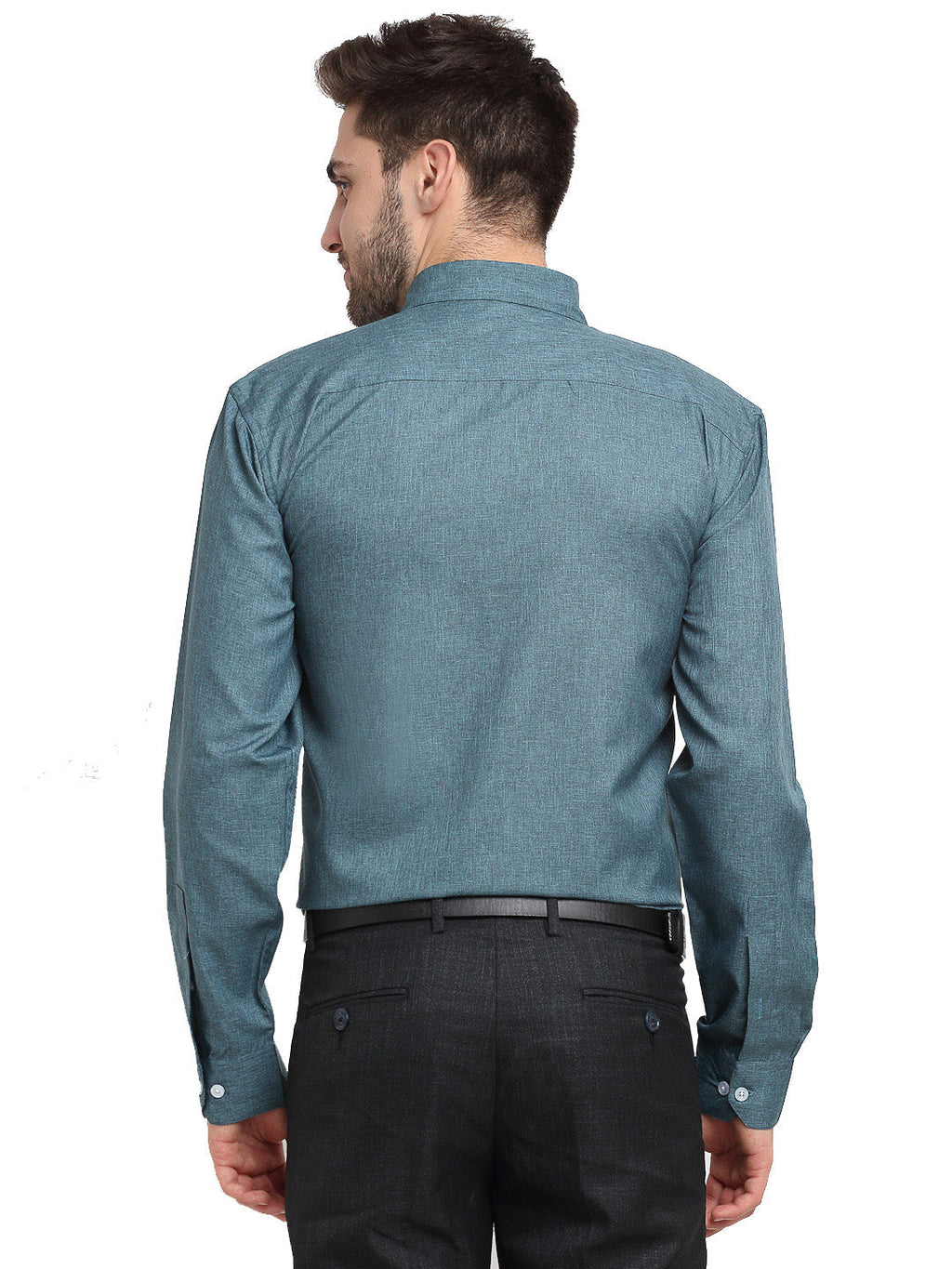 Jainish Grey Melange Men's Button Down Collar Cotton Formal Shirt ( SF 785Dark-Grey ) - Distacart
