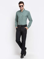 Jainish Green Men's Button Down Collar Cotton Formal Shirt ( SF 785Green ) - Distacart
