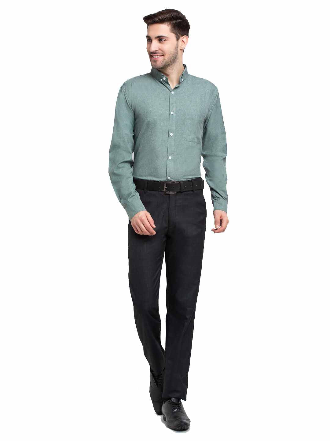 Jainish Green Men's Button Down Collar Cotton Formal Shirt ( SF 785Green ) - Distacart