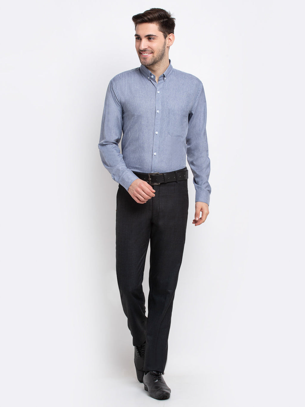 Jainish Grey Men's Button Down Collar Cotton Formal Shirt ( SF 785Grey ) - Distacart