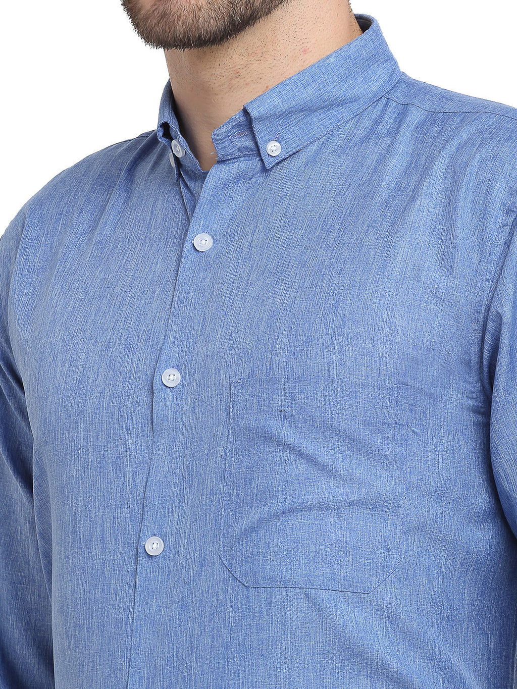 Jainish Blue Men's Button Down Collar Cotton Formal Shirt ( SF 785Light-Blue ) - Distacart