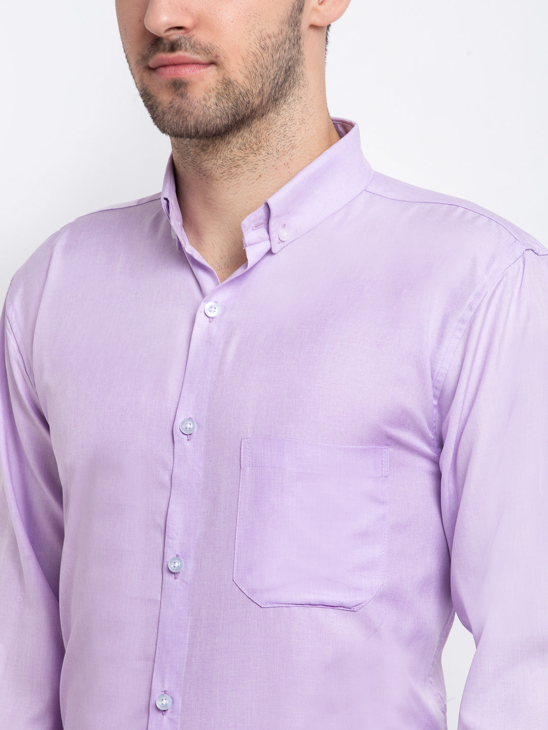 Jainish Purple Men's Button Down Collar Cotton Formal Shirt ( SF 785Light-Purple ) - Distacart