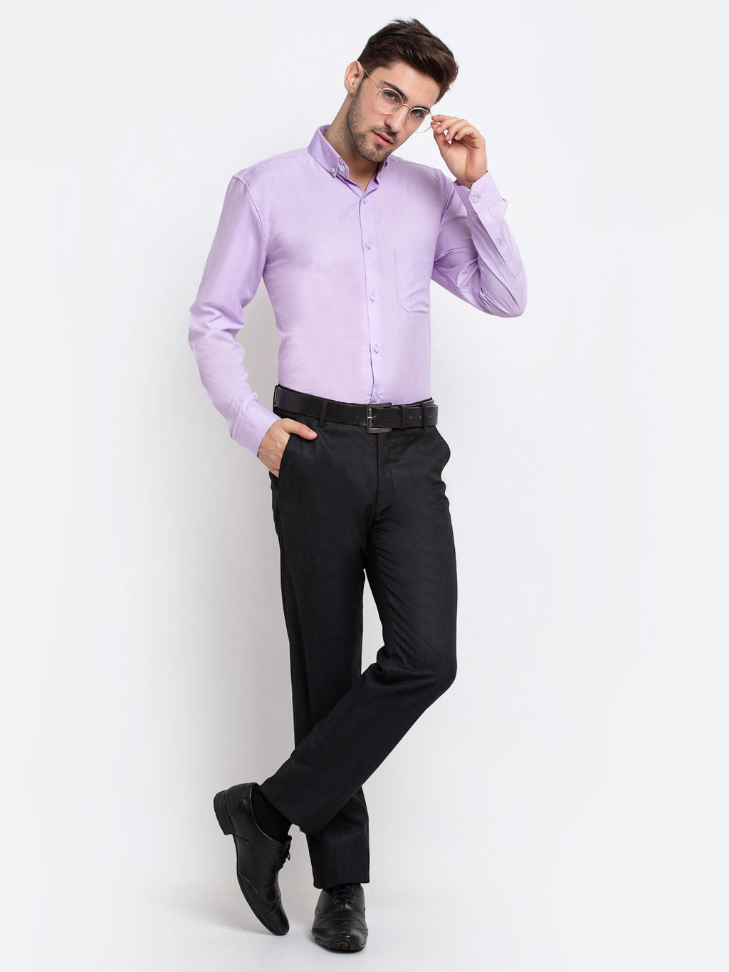 Jainish Purple Men's Button Down Collar Cotton Formal Shirt ( SF 785Light-Purple ) - Distacart