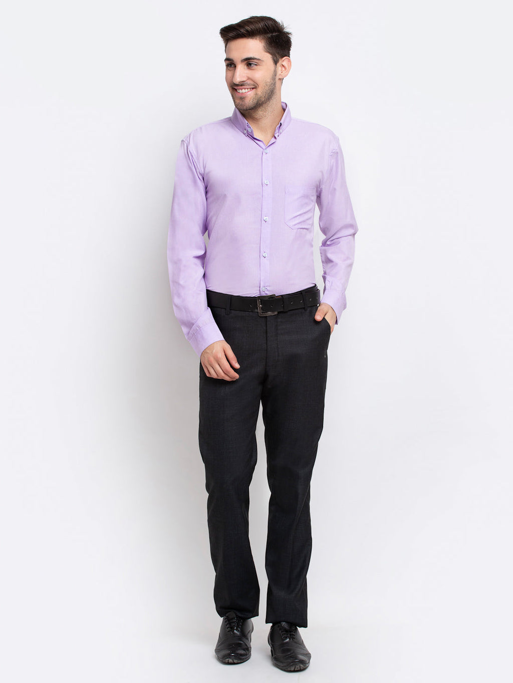 Jainish Purple Men's Button Down Collar Cotton Formal Shirt ( SF 785Light-Purple ) - Distacart