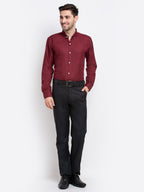 Jainish Maroon Men's Button Down Collar Cotton Formal Shirt ( SF 785Maroon ) - Distacart