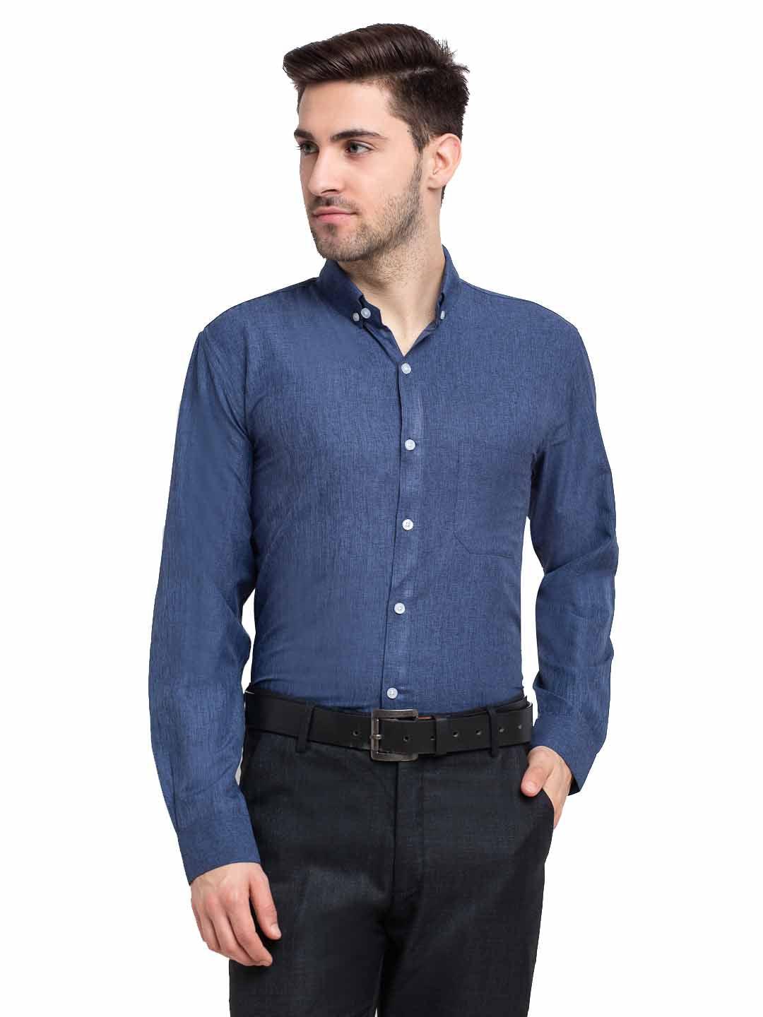 Jainish Teal Men's Button Down Collar Cotton Formal Shirt ( SF 785Teal ) - Distacart