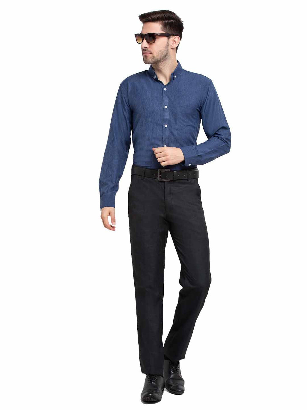 Jainish Teal Men's Button Down Collar Cotton Formal Shirt ( SF 785Teal ) - Distacart
