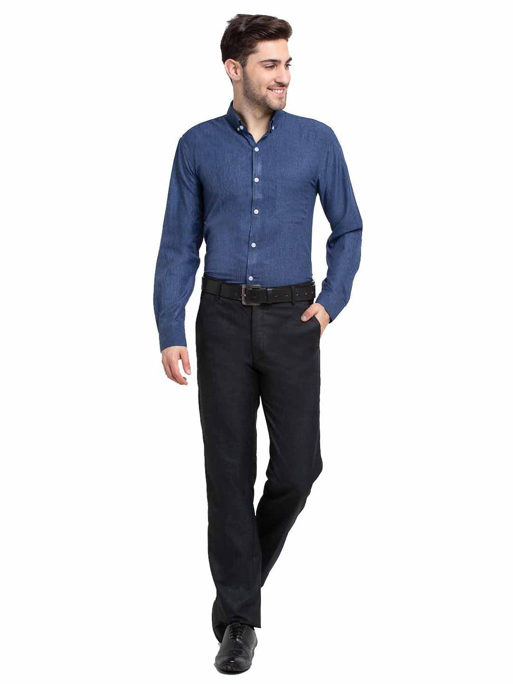 Jainish Teal Men's Button Down Collar Cotton Formal Shirt ( SF 785Teal ) - Distacart