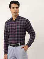 Jainish Pink Men's Formal Cotton Checked Shirt ( SF 786Pink ) - Distacart