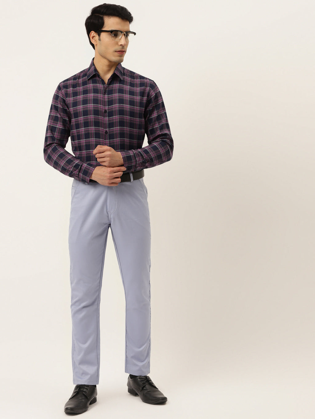 Jainish Pink Men's Formal Cotton Checked Shirt ( SF 786Pink ) - Distacart