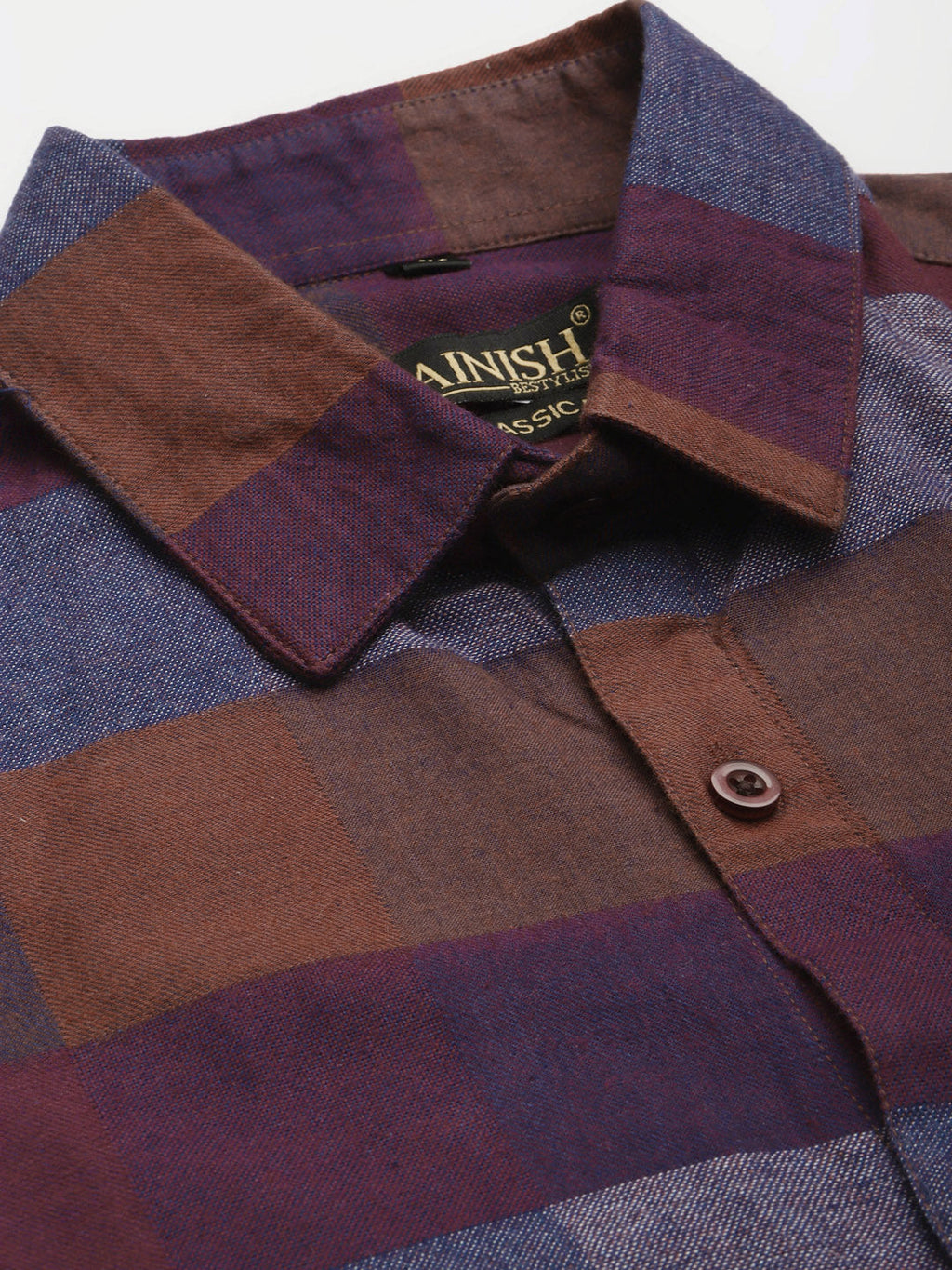 Jainish Brown Men's Formal Cotton Checked Shirt ( SF 787Brown ) - Distacart