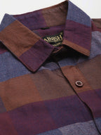 Jainish Brown Men's Formal Cotton Checked Shirt ( SF 787Brown ) - Distacart