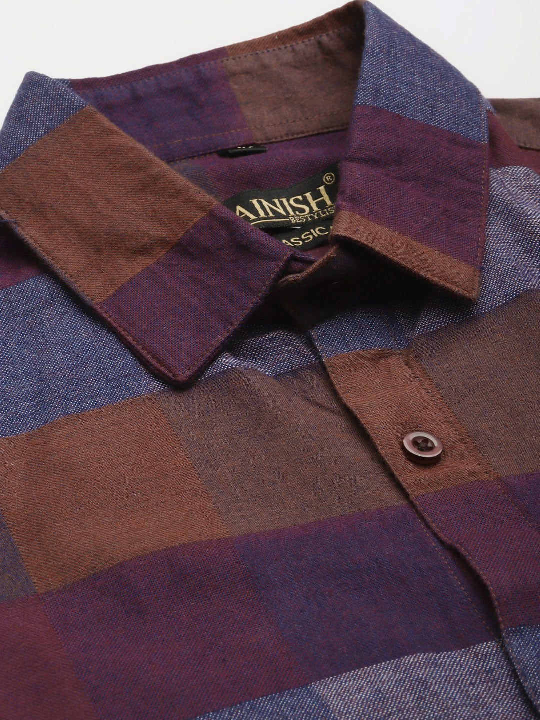 Jainish Brown Men's Formal Cotton Checked Shirt ( SF 787Brown ) - Distacart