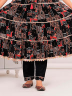 Embroidered & Printed Kurta With Pant & Dupatta Luxury Premium, Black - Hiral Fashion - Distacart