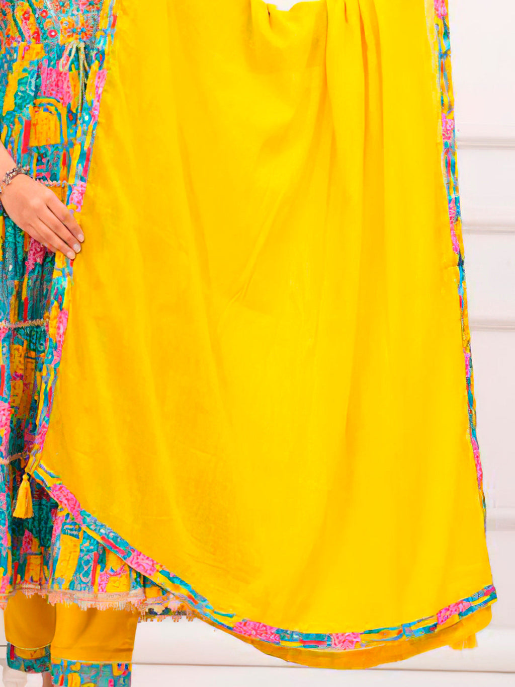 Embroidered & Printed Multicoloured Flared Kurta With Pant & Dupatta Premium Luxury, Multicolor - Hiral Fashion