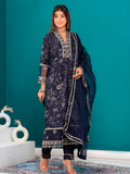 Embroidered & Bandhani Printed Kurta With Pant & Dupatta, Navy Blue - Hiral Fashion