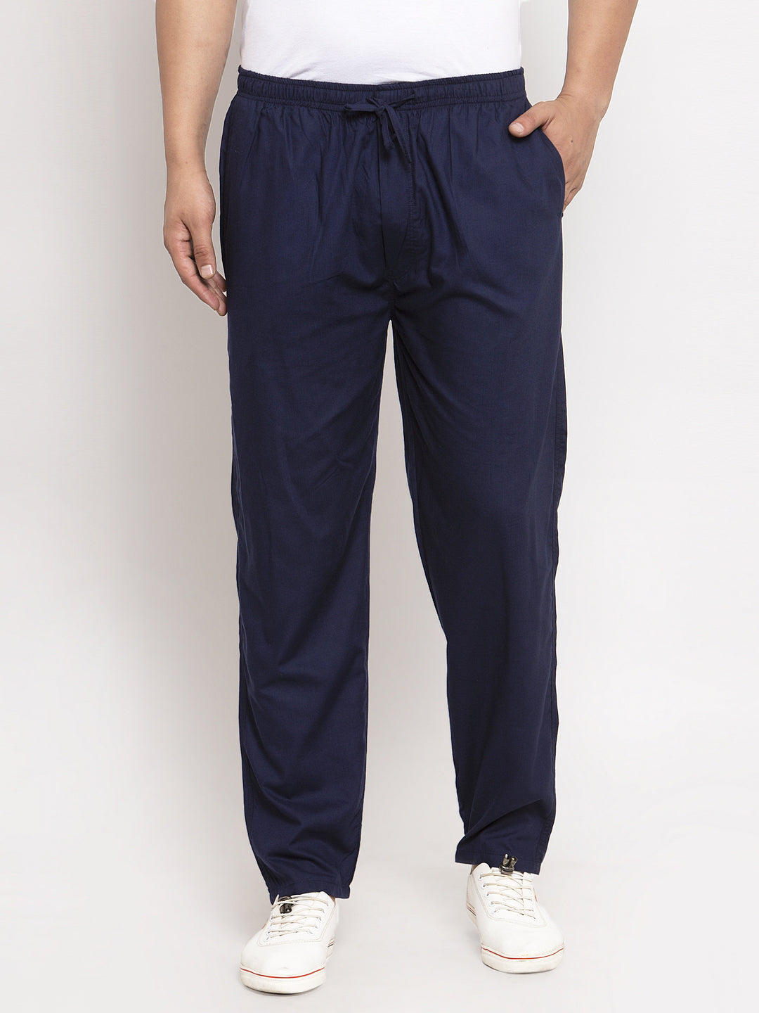 Jainish Men's Navy Blue Solid Cotton Track Pants ( JOG 011Navy ) - Distacart