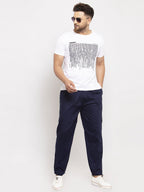 Jainish Men's Navy Blue Solid Cotton Track Pants ( JOG 011Navy ) - Distacart