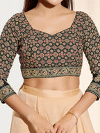 Joban Fashion Black Cotton Padded Blouse With Sweetheart Neck Elbow Sleeves - Distacart