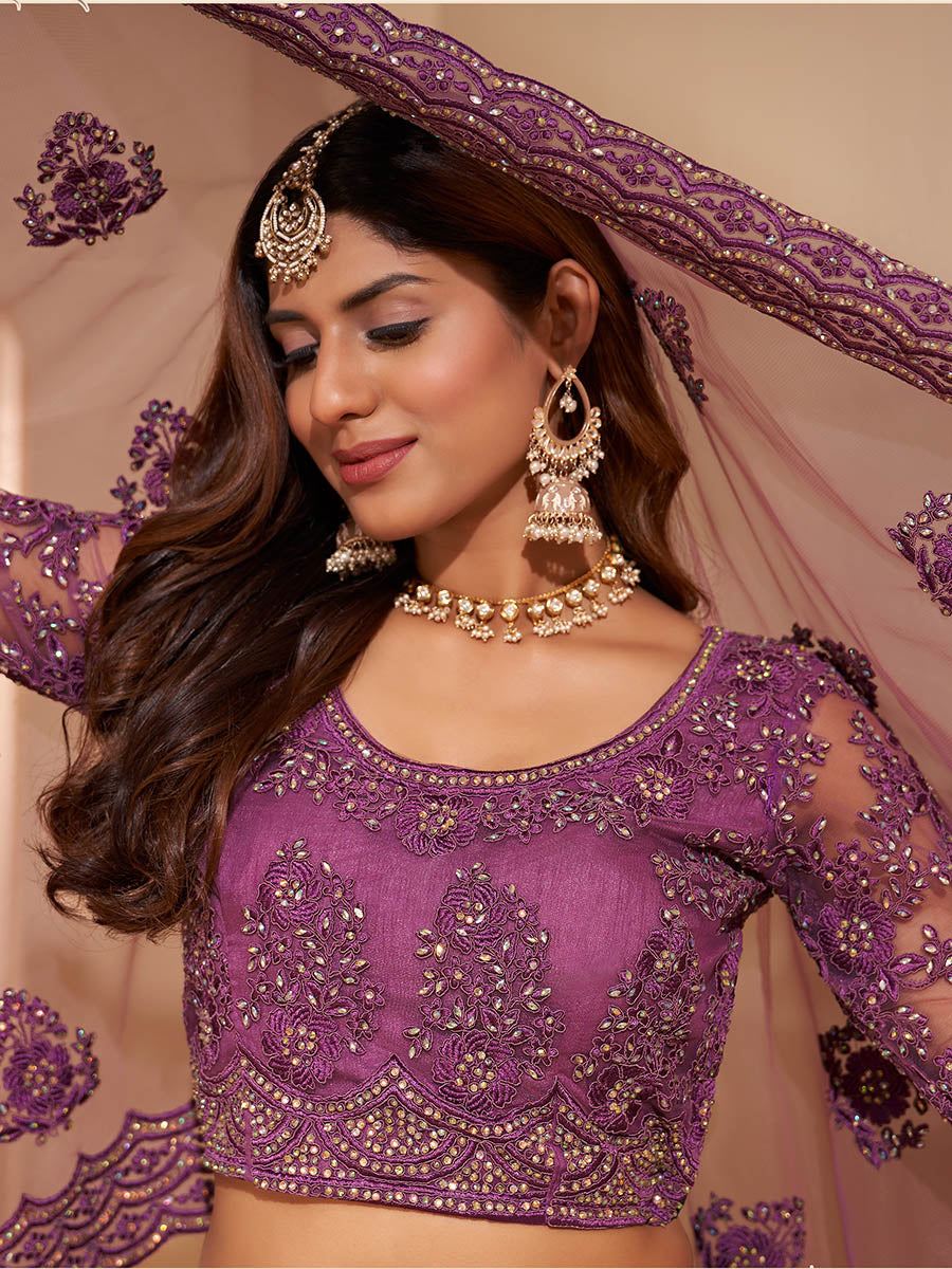 Myra Lilac Heavy Embroidered Designer Lehenga