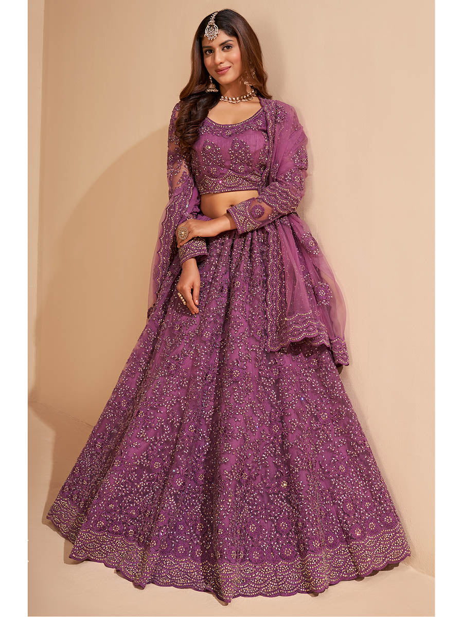 Myra Lilac Heavy Embroidered Designer Lehenga
