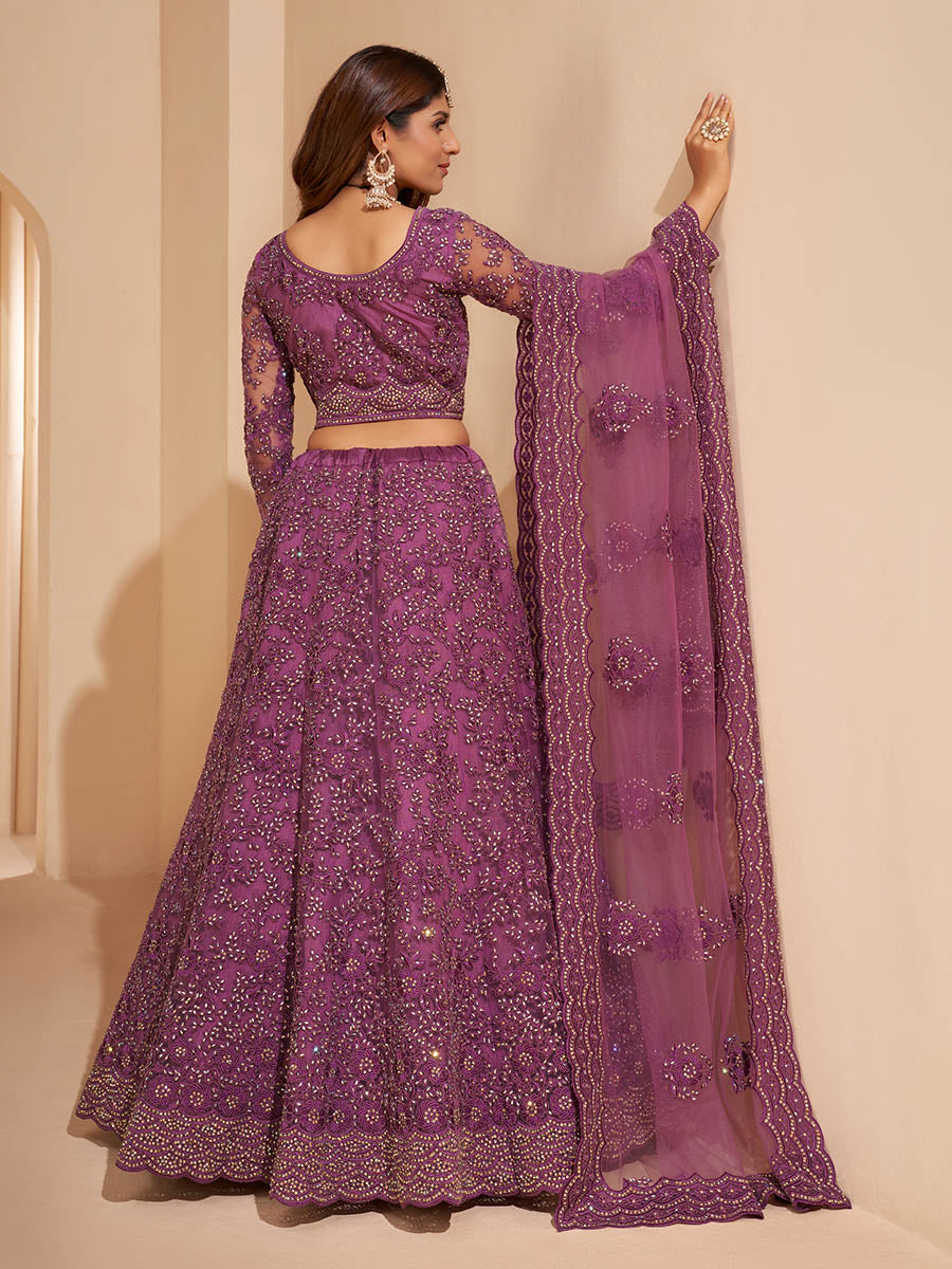Myra Lilac Heavy Embroidered Designer Lehenga