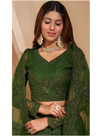 Myra Mehendi Green Heavy Embroidered Designer Lehenga