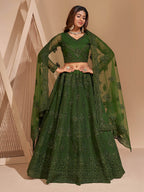 Myra Mehendi Green Heavy Embroidered Designer Lehenga