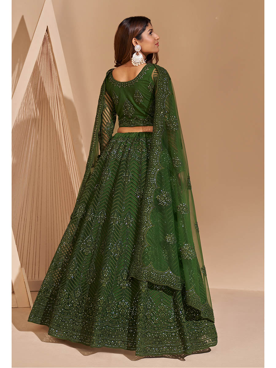 Myra Mehendi Green Heavy Embroidered Designer Lehenga