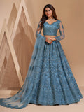 Myra Aqua Blue Heavy Embroidered Designer Lehenga
