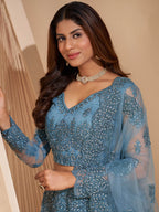 Myra Aqua Blue Heavy Embroidered Designer Lehenga