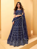 Myra Blue Heavy Embroidered net Designer Lehenga