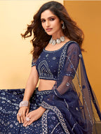 Myra Blue Heavy Embroidered net Designer Lehenga