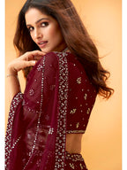 Myra Maroon Heavy Embroidered net Designer Lehenga