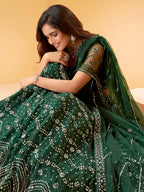 Myra Green Heavy Embroidered net Designer Lehenga