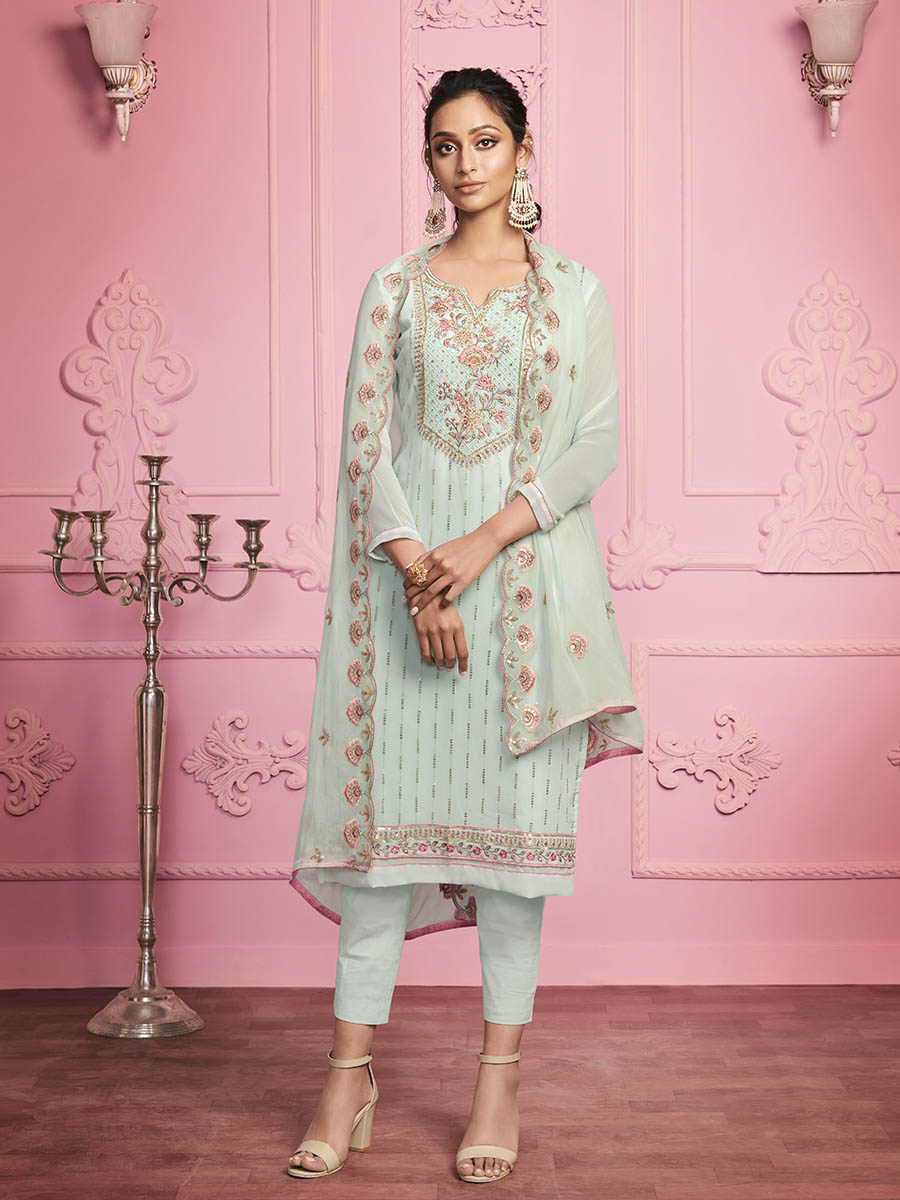 Myra Misty Teal Georgette Salwar Kameez