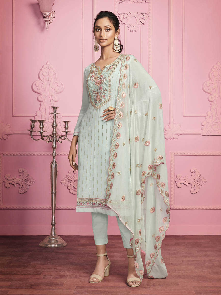 Myra Misty Teal Georgette Salwar Kameez