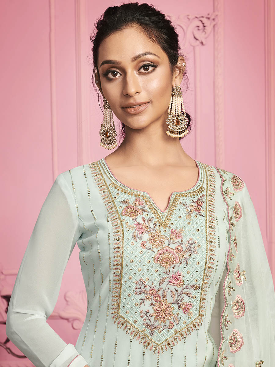 Myra Misty Teal Georgette Salwar Kameez
