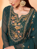 Myra Dark Green Heavy Embroidered Sharara Suit