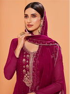 Myra Magenta Heavy Embroidered Sharara Suit