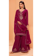 Myra Magenta Heavy Embroidered Sharara Suit
