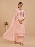 Myra Peach Pure Georgette Embroidered Suit