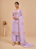 Myra Lovender Pure Georgette Embroidered Suit