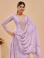 Myra Lovender Pure Georgette Embroidered Suit