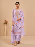 Myra Lovender Pure Georgette Embroidered Suit