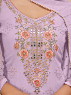 Myra Lovender Pure Georgette Embroidered Suit