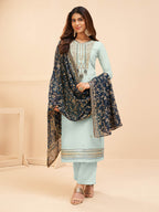 Myra Light Blue Georgette Embroidered Palazzo Suit - Distacart